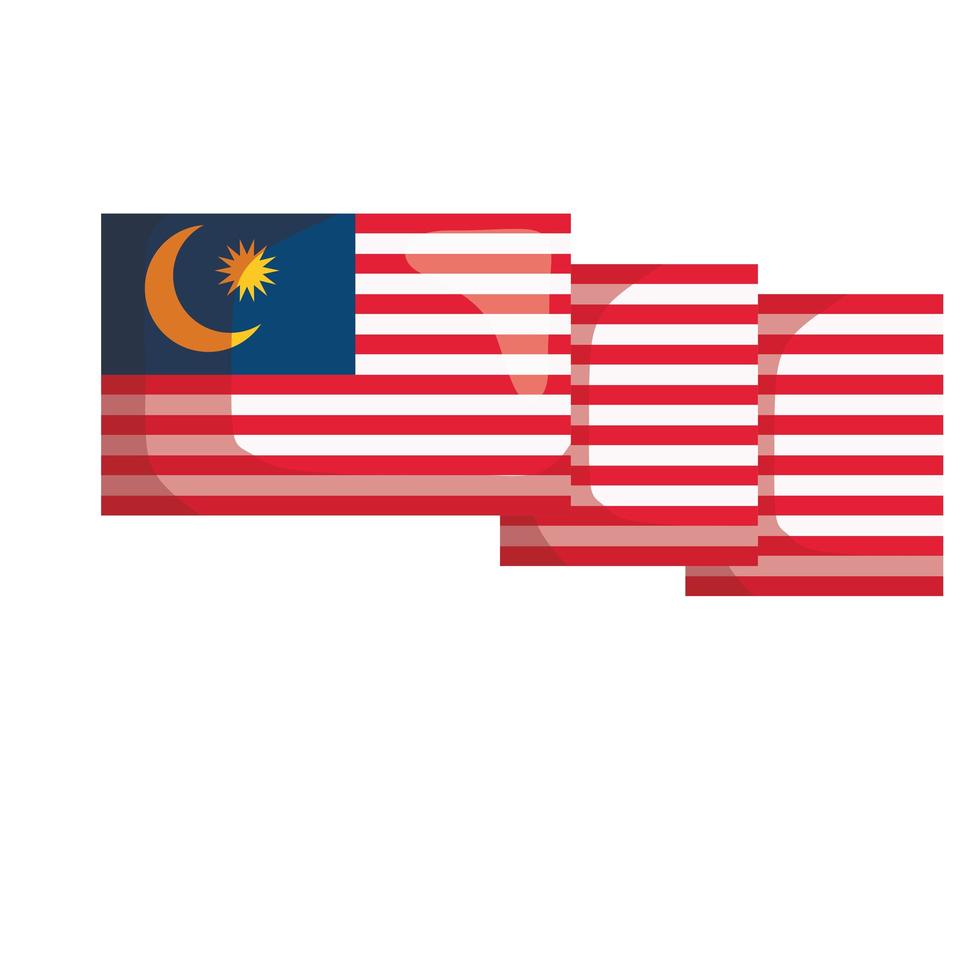 bandera de malasia ondeando vector