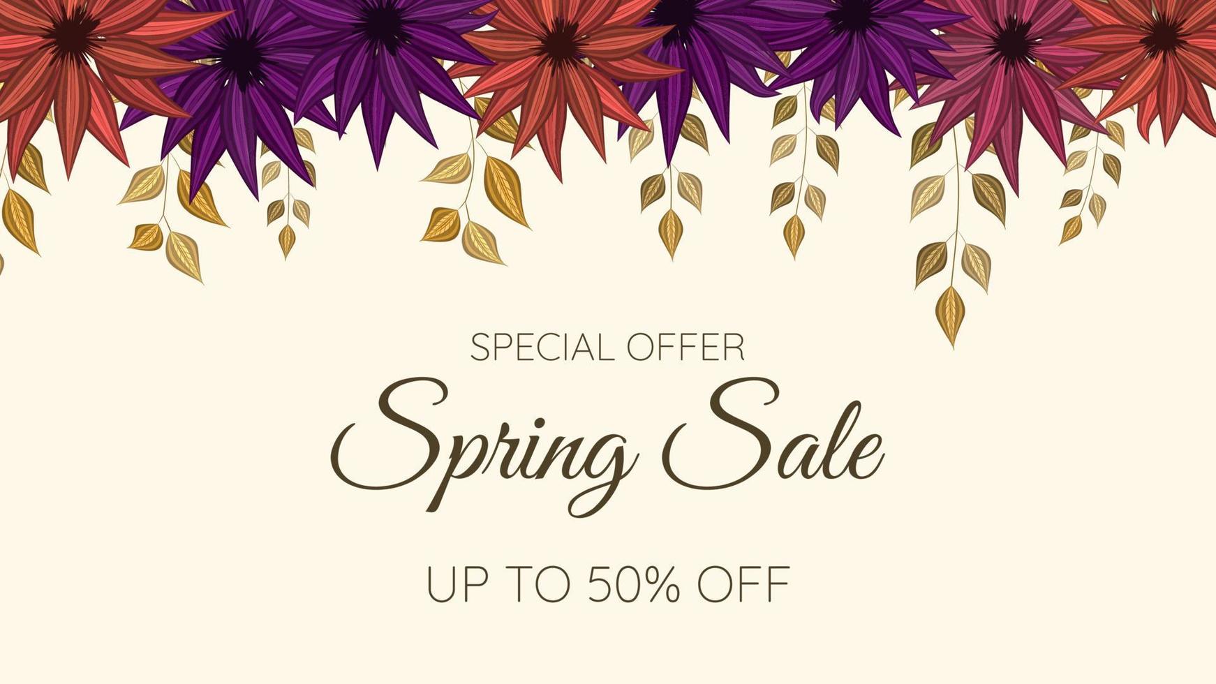 Fondo de venta de primavera floral colorido plantilla de diseño de flor floreciente vector