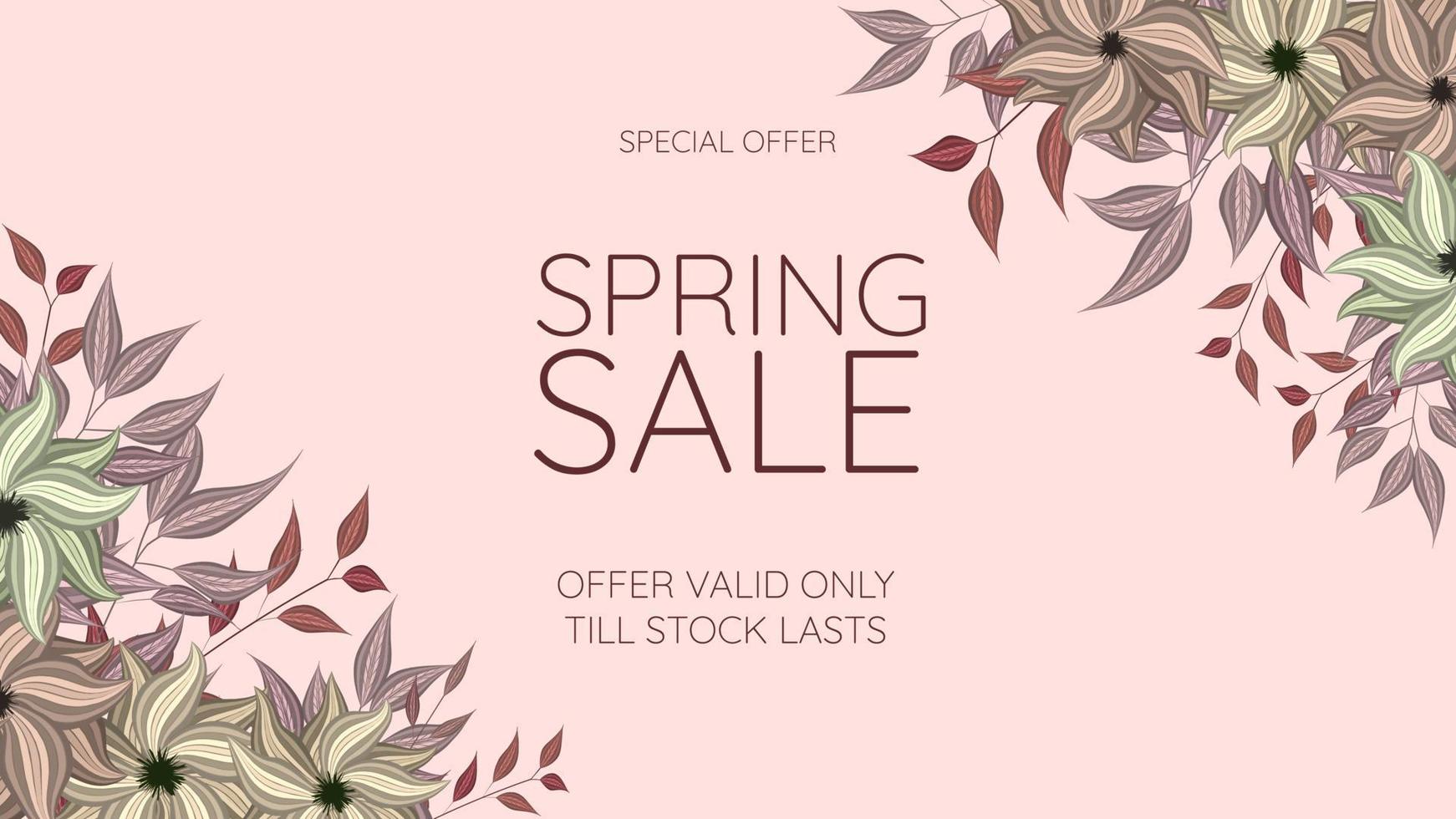 Spring sale banner template. abstract floral background with flowers vector