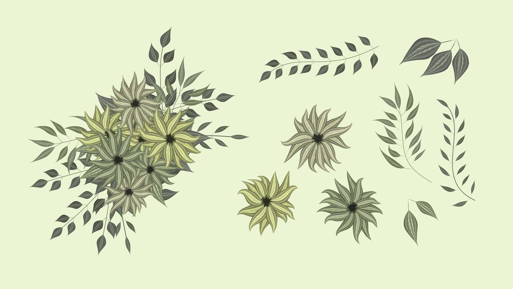 floral elements Collection spring flowers Detailed clip art elements vector