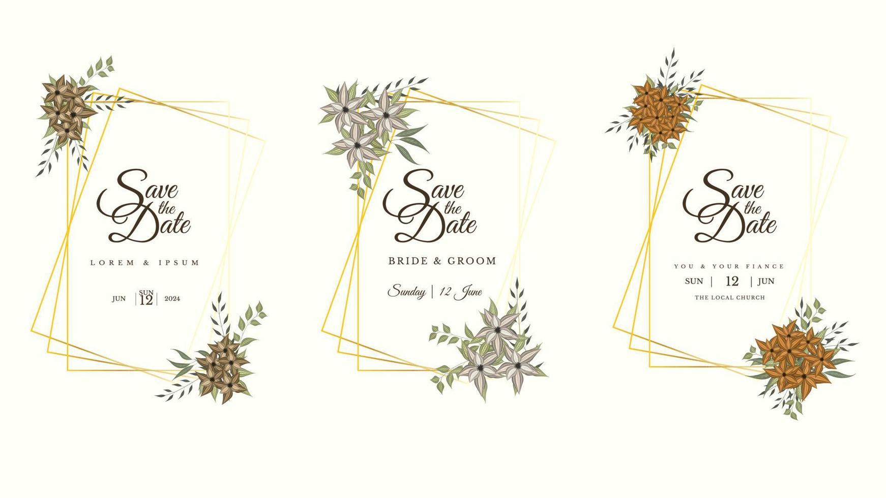 Set of vector floral elements flowers frames detailed greeting cards