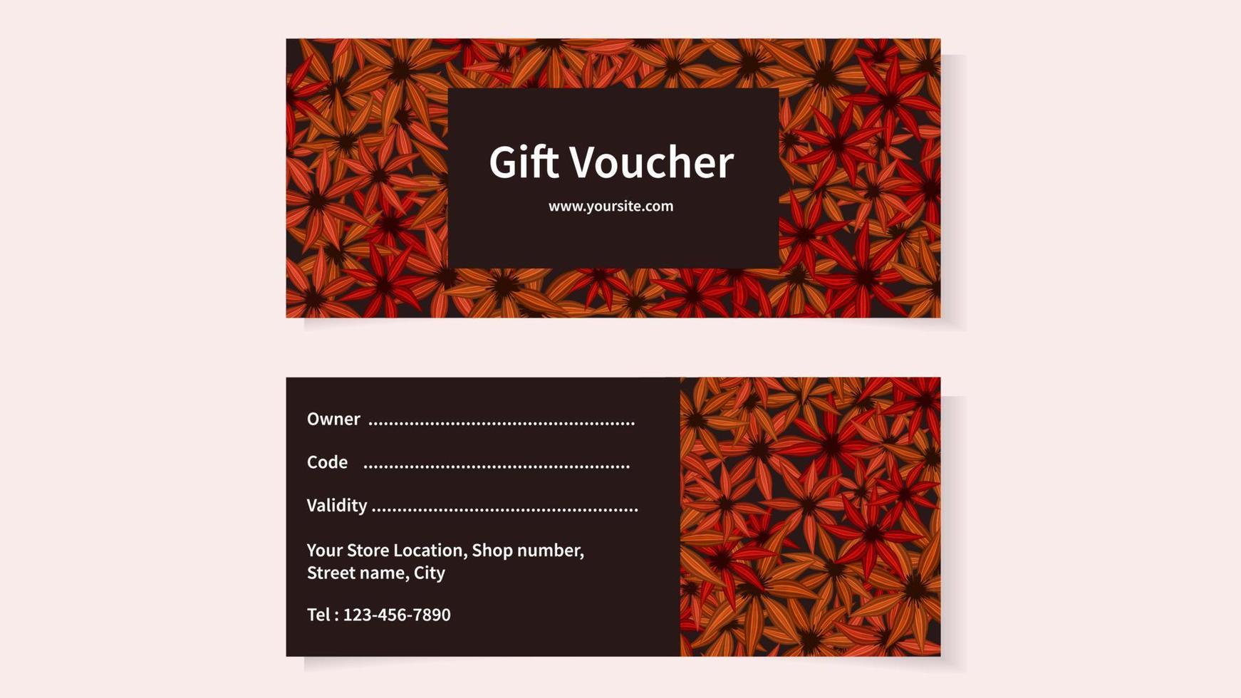 Gift certificate voucher floral flowers coupons discounts sales offers vector