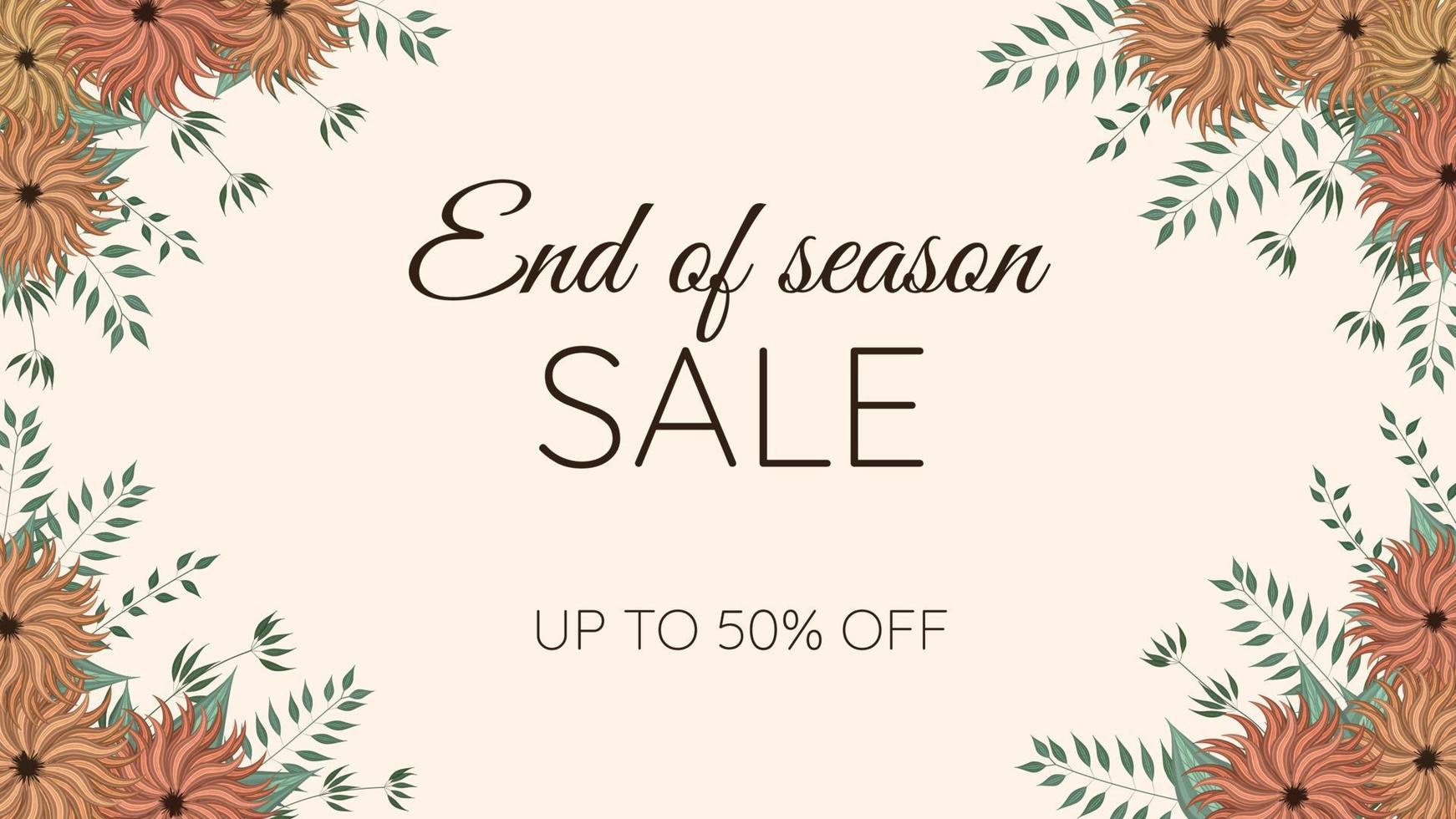 Floral border Fashion Sale frame card template for web background vector