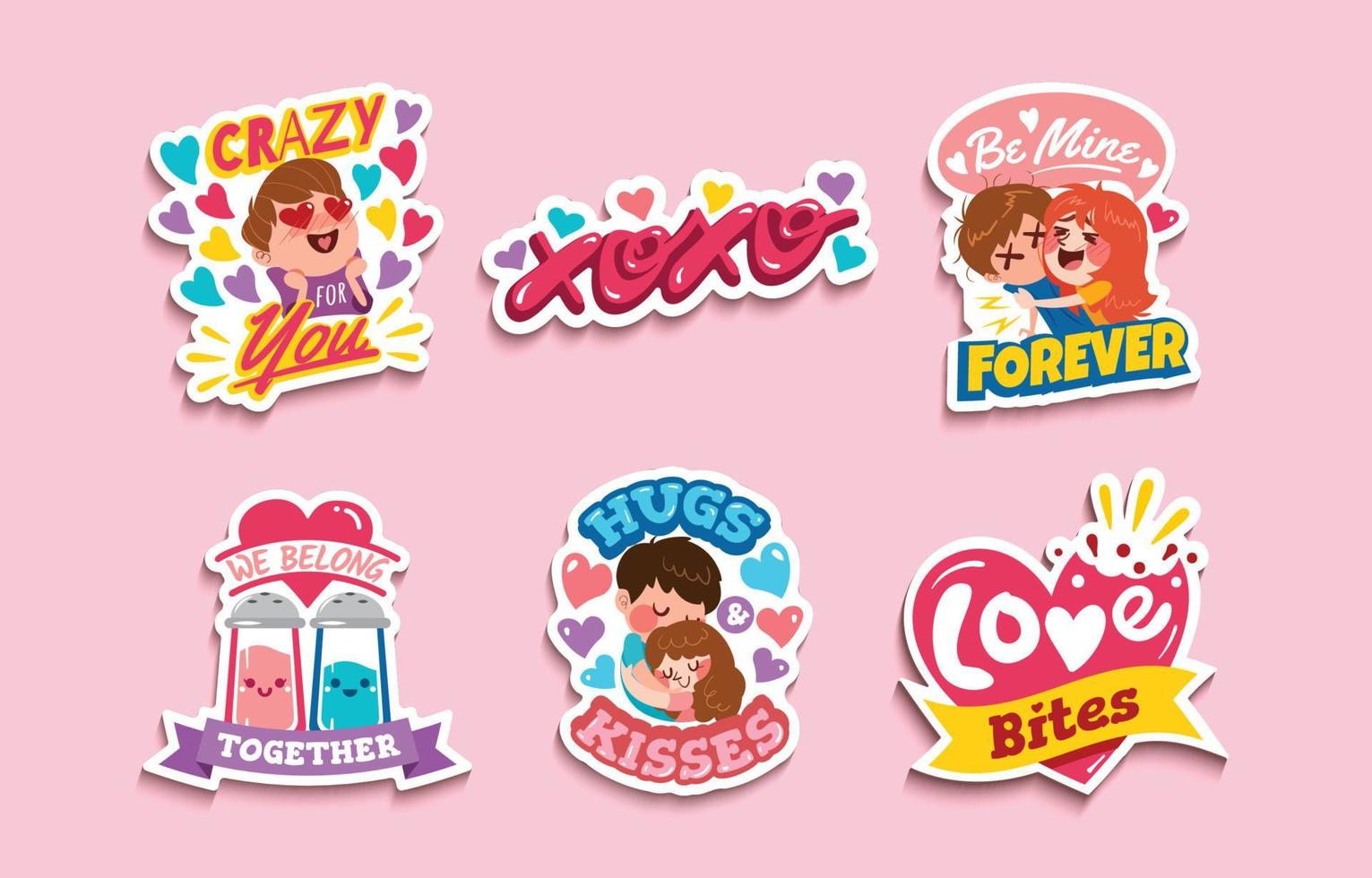 Valentines Day Stickers Set vector