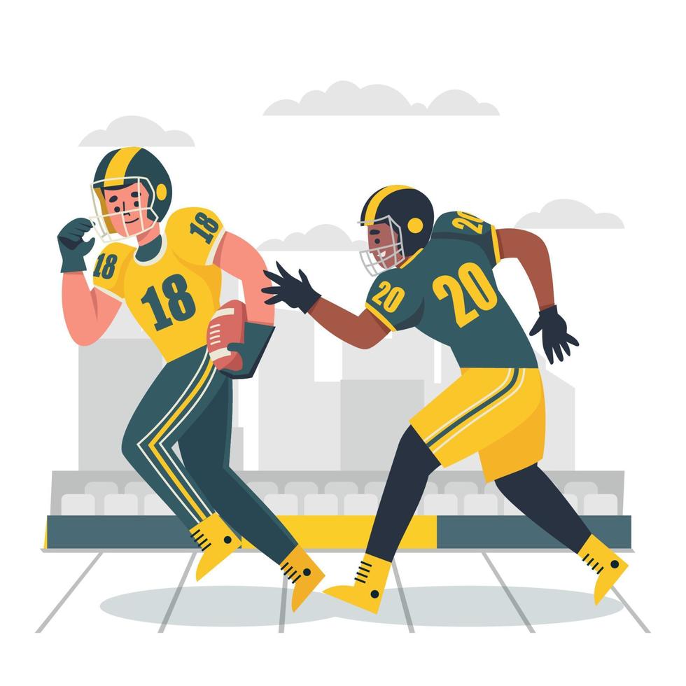 American Football Players In Front of Field vector