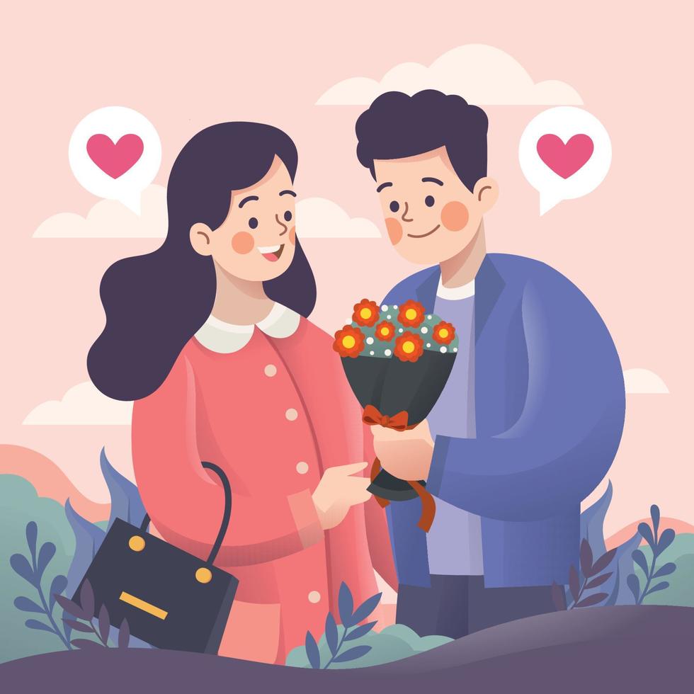 Couple Celebrate Valentines Day vector