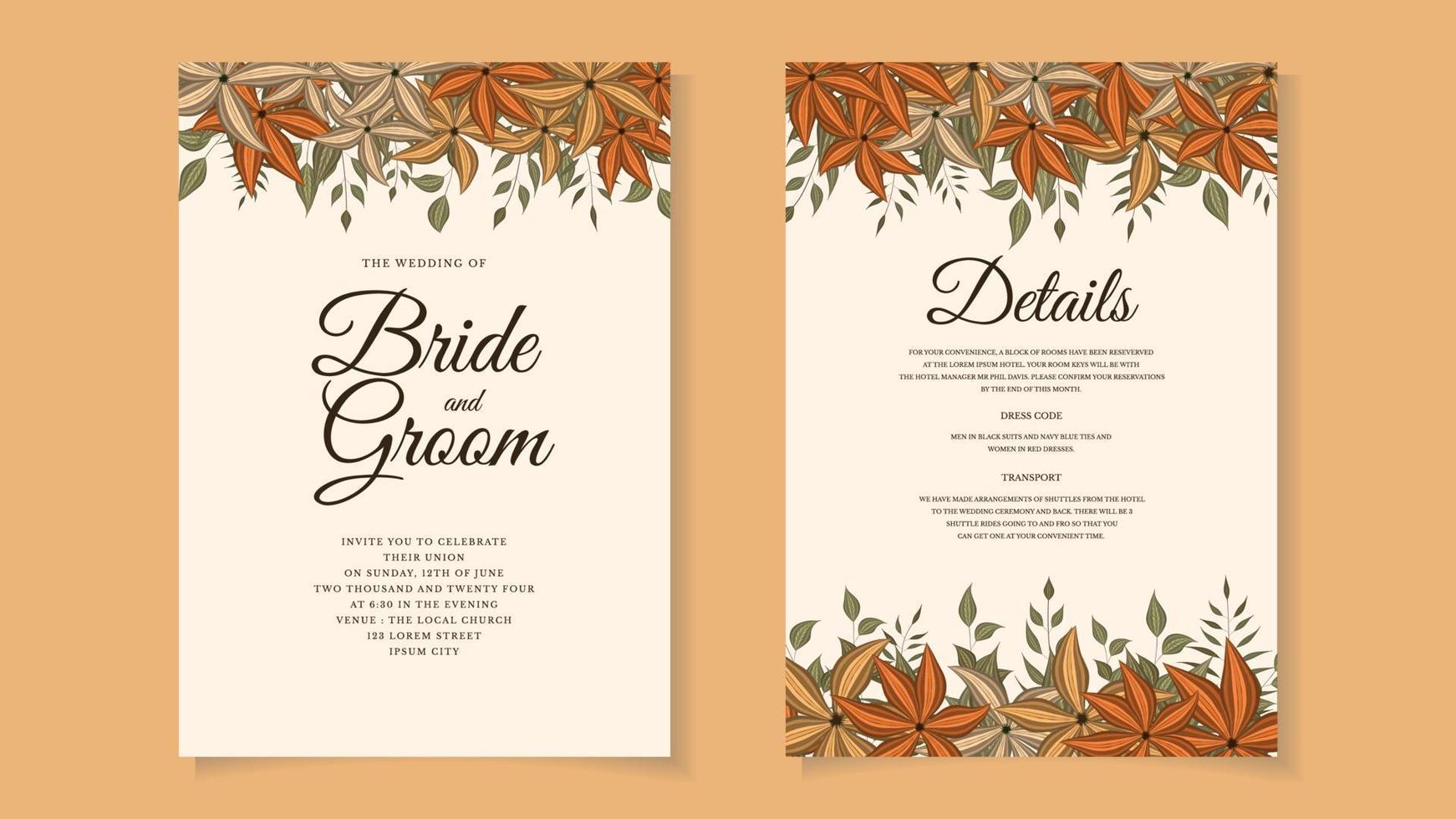 Set of trendy card template flowers Floral Wedding ornament invite vector