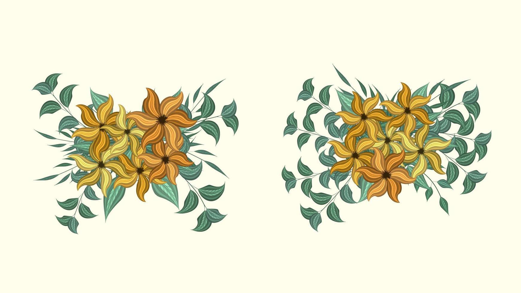 floral branches set. Colorful flowers bouquet for packaging cosmetics vector