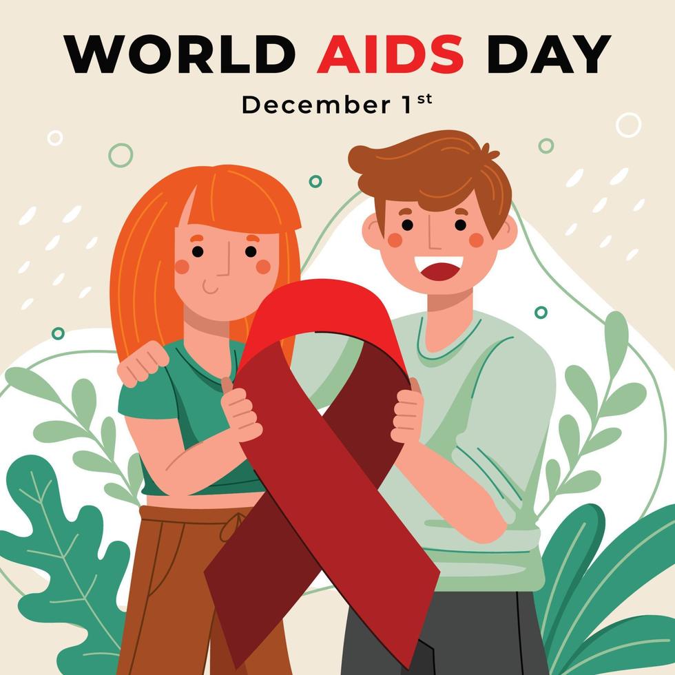 World AIDS Day Awareness with Red Ribbon vector