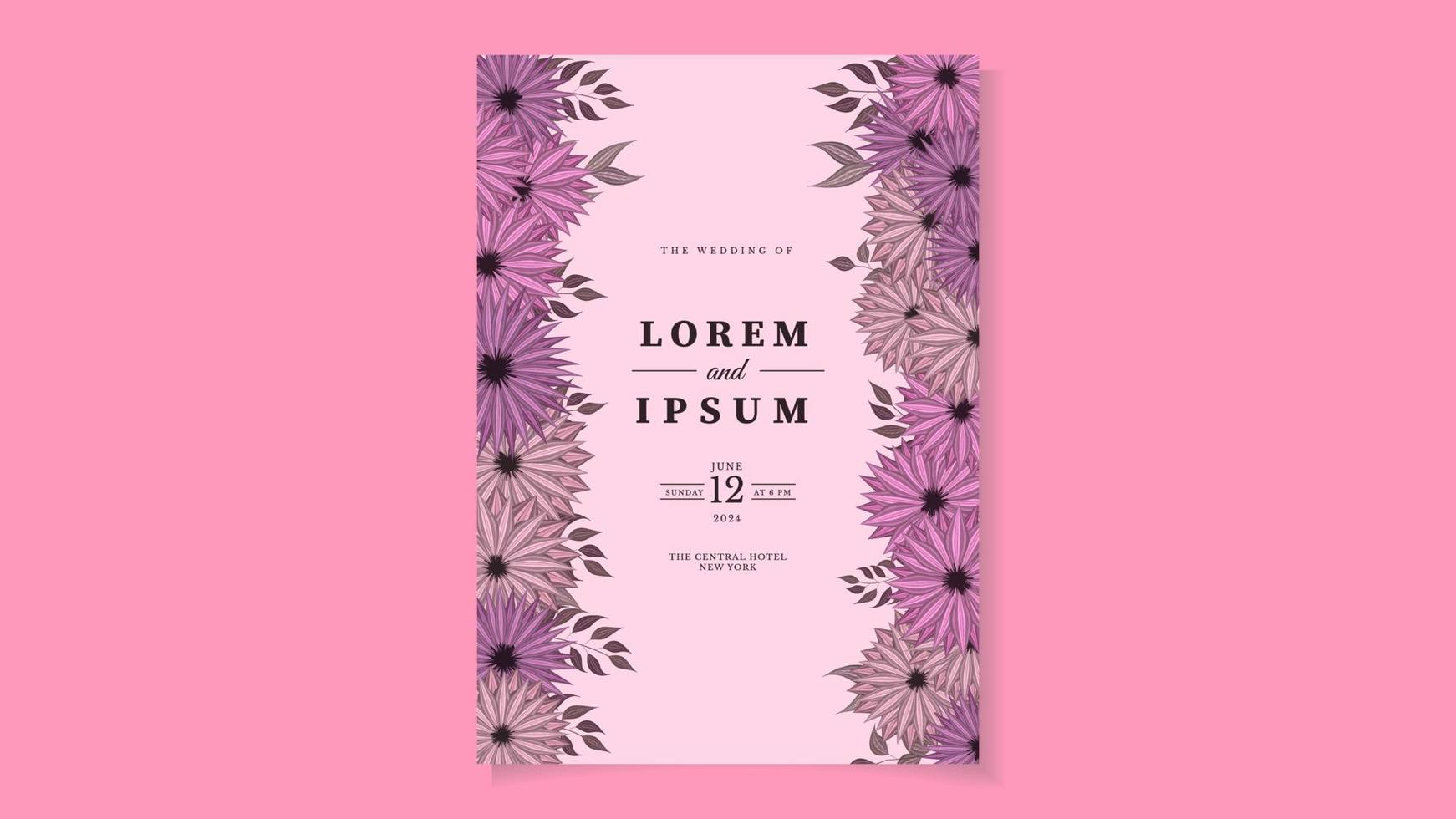 Rustic Wedding Invitation floral invite thank you, rsvp modern card. vector