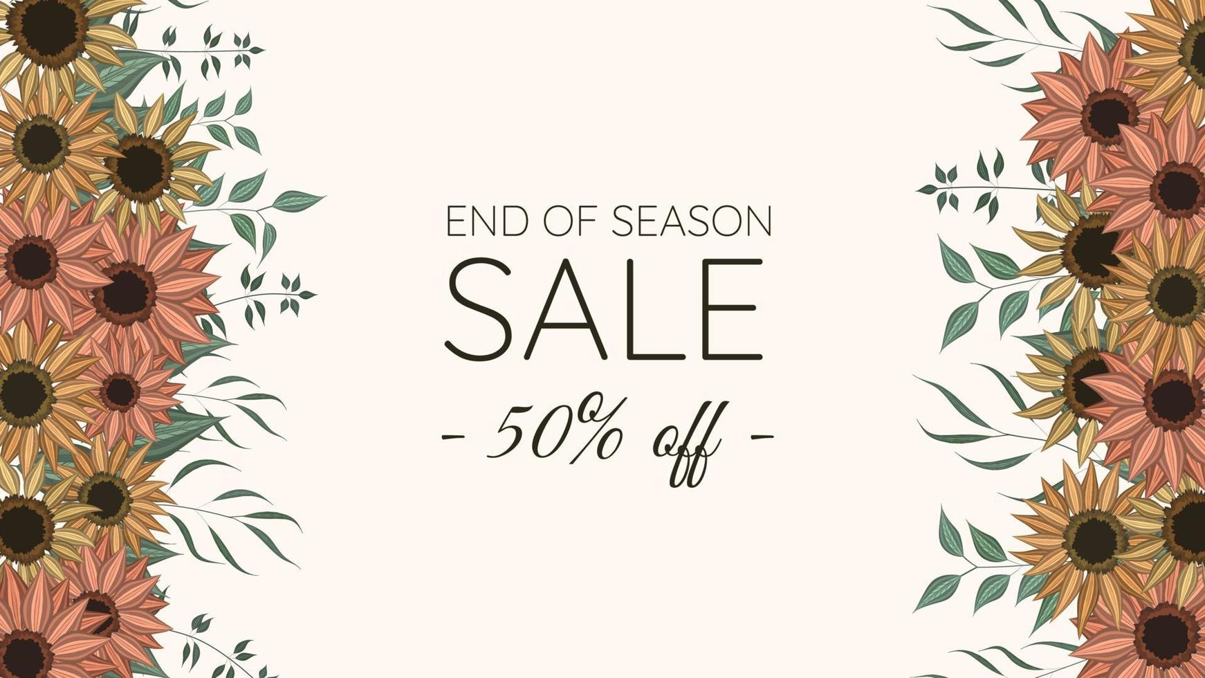 End of Season Sale Trendy banner Floral Flowers for weekend, holiday vector