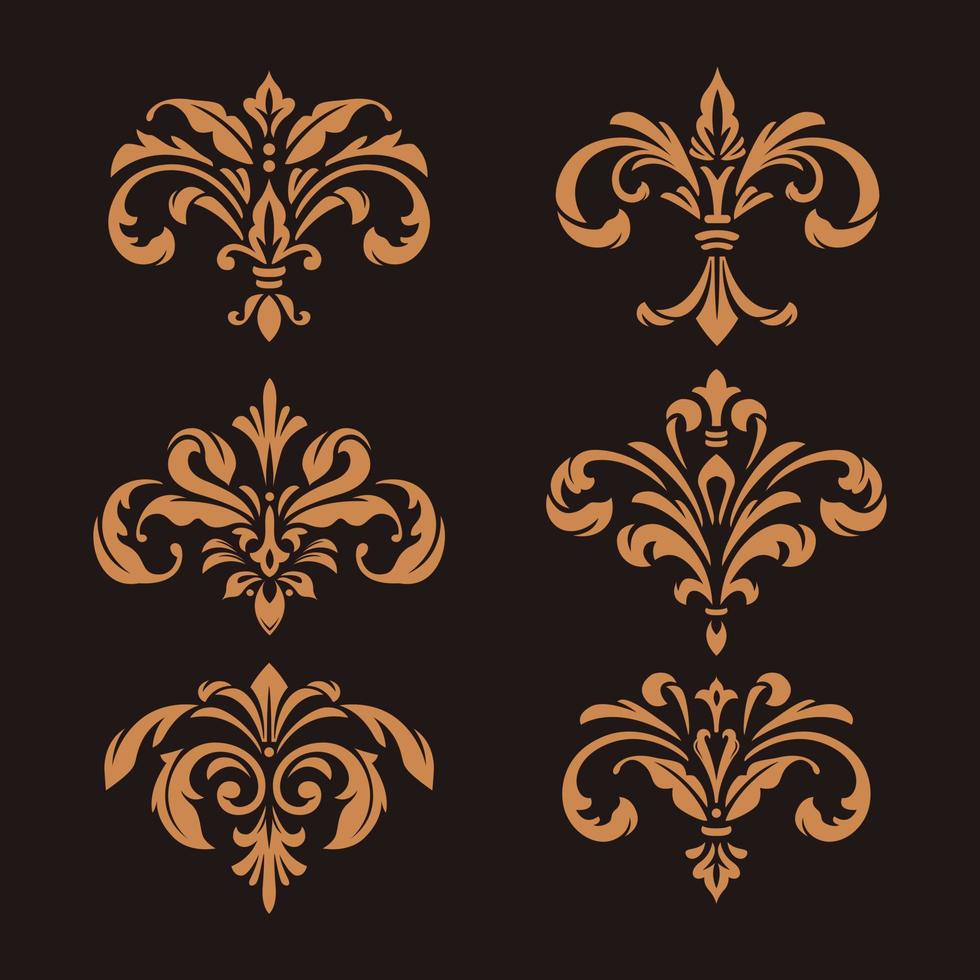 Set of Damask stencils vector