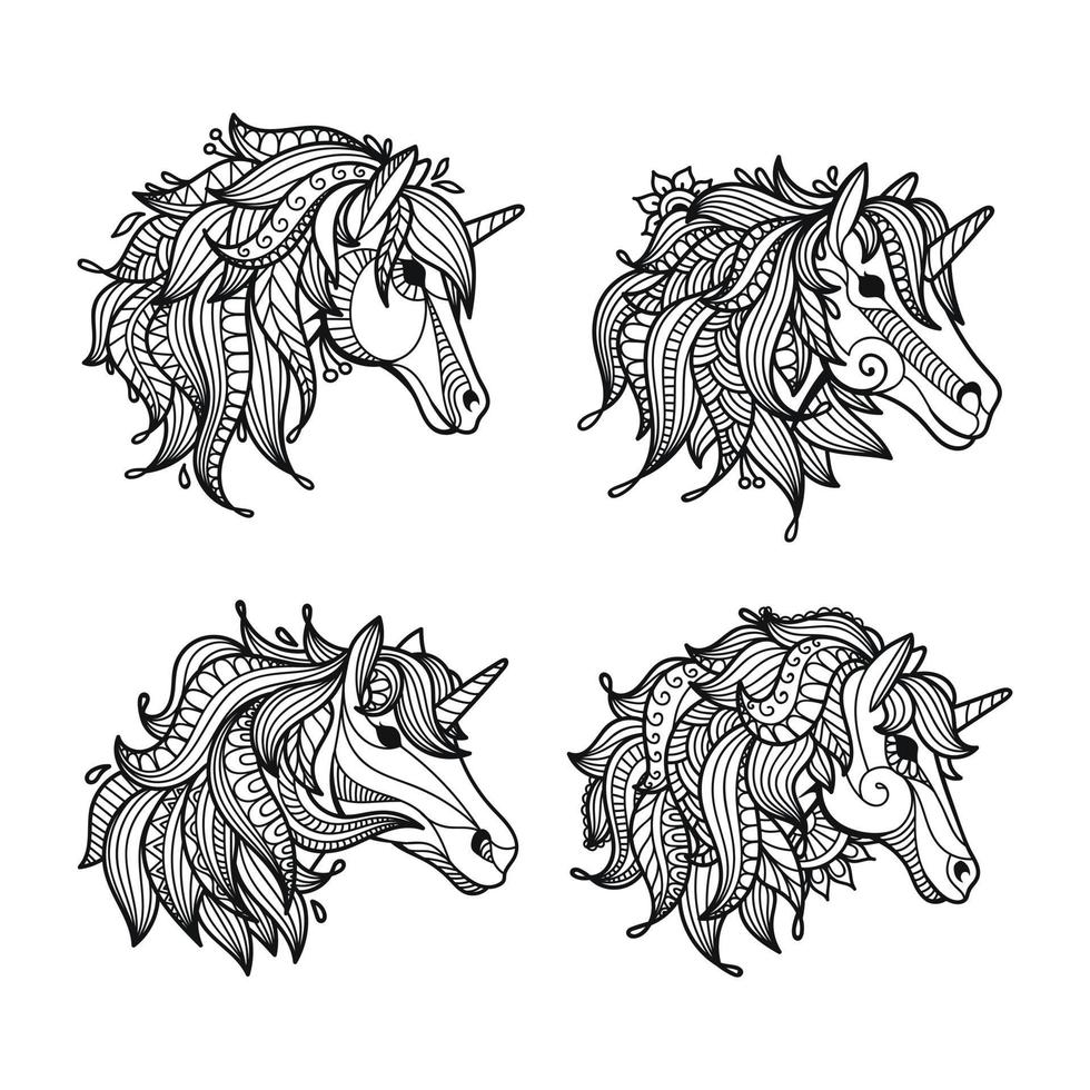 Set of unicorn decoration cutting design vector