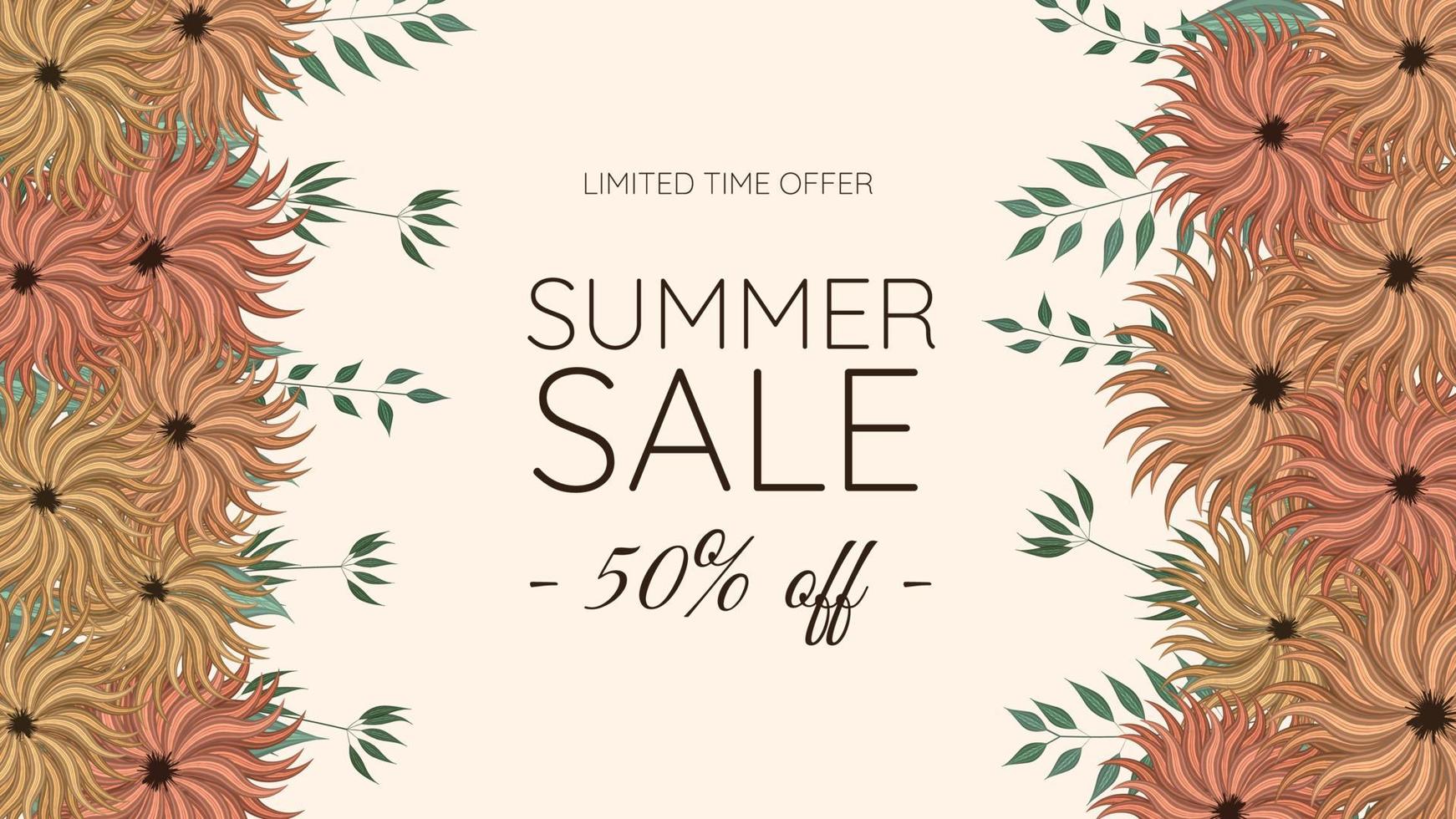 Hot Summer Sale Floral Flowers banner for vacation, weekend, holiday vector