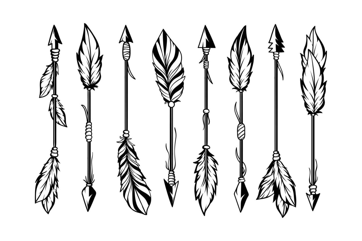 Hand drawn ethnic arrows boho style vector