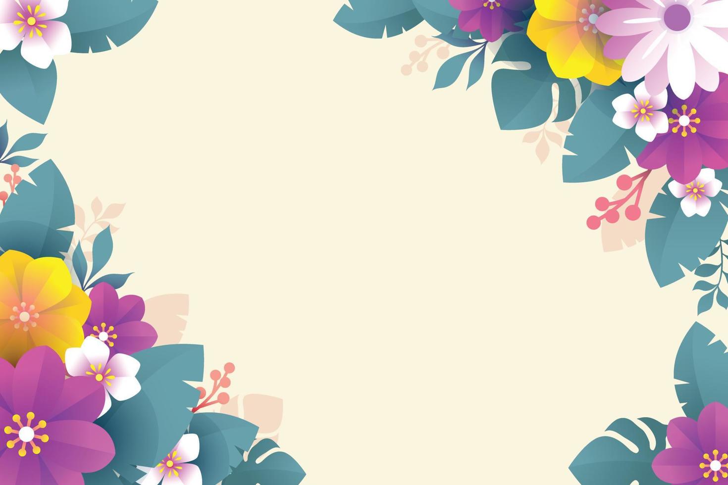 Colorful floral background with flat design vector