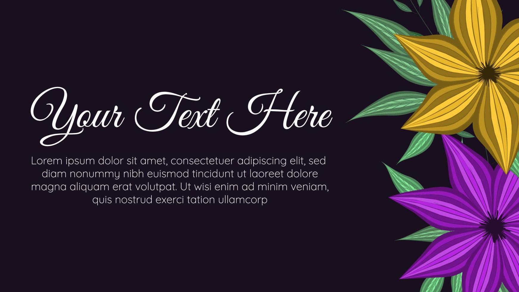Blooming flower floral background template with place for your text vector
