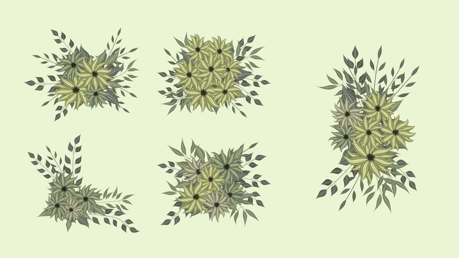 Floral arrangement bunch isolated beautiful flowers design elements vector