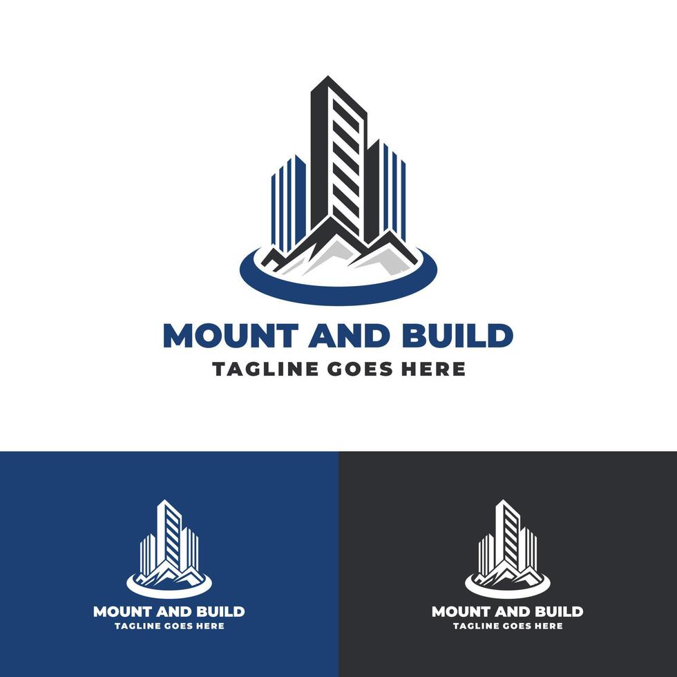 Mountains and Buildings logo design real estate vector logo template Logo