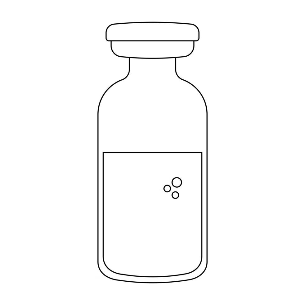 icono de vial de vacuna o medicamento lineal aislado sobre fondo blanco. concepto de tratamiento o vacunación. trazo editable vector