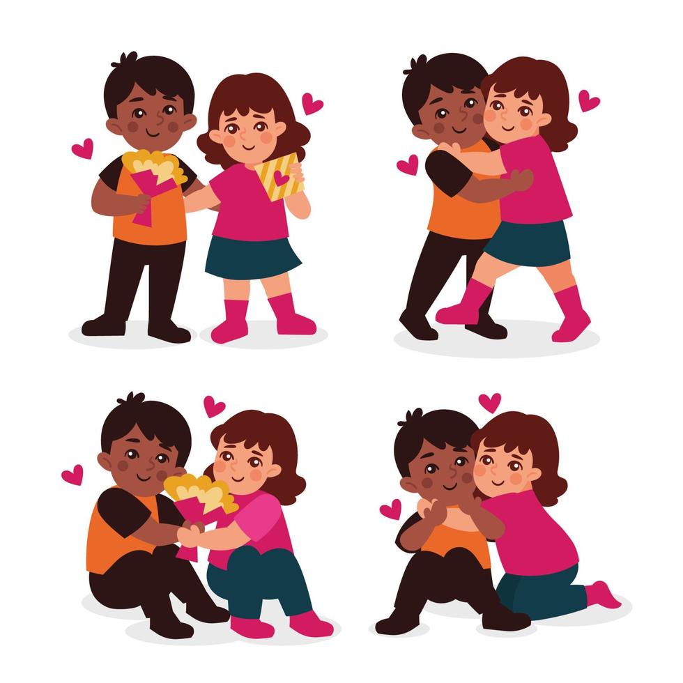 Cute Valentine's Day Couple Character Set vector