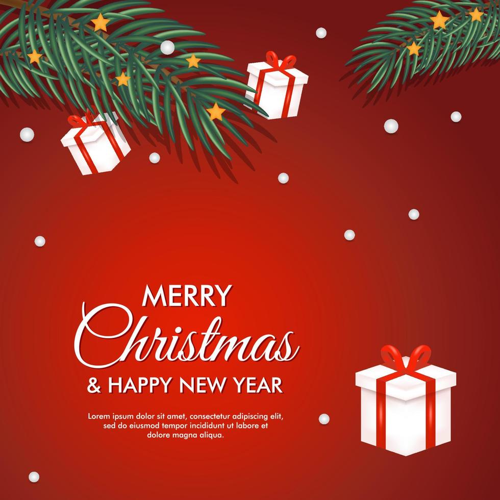 merry christmas and happy new year greeting, banner and background template vector