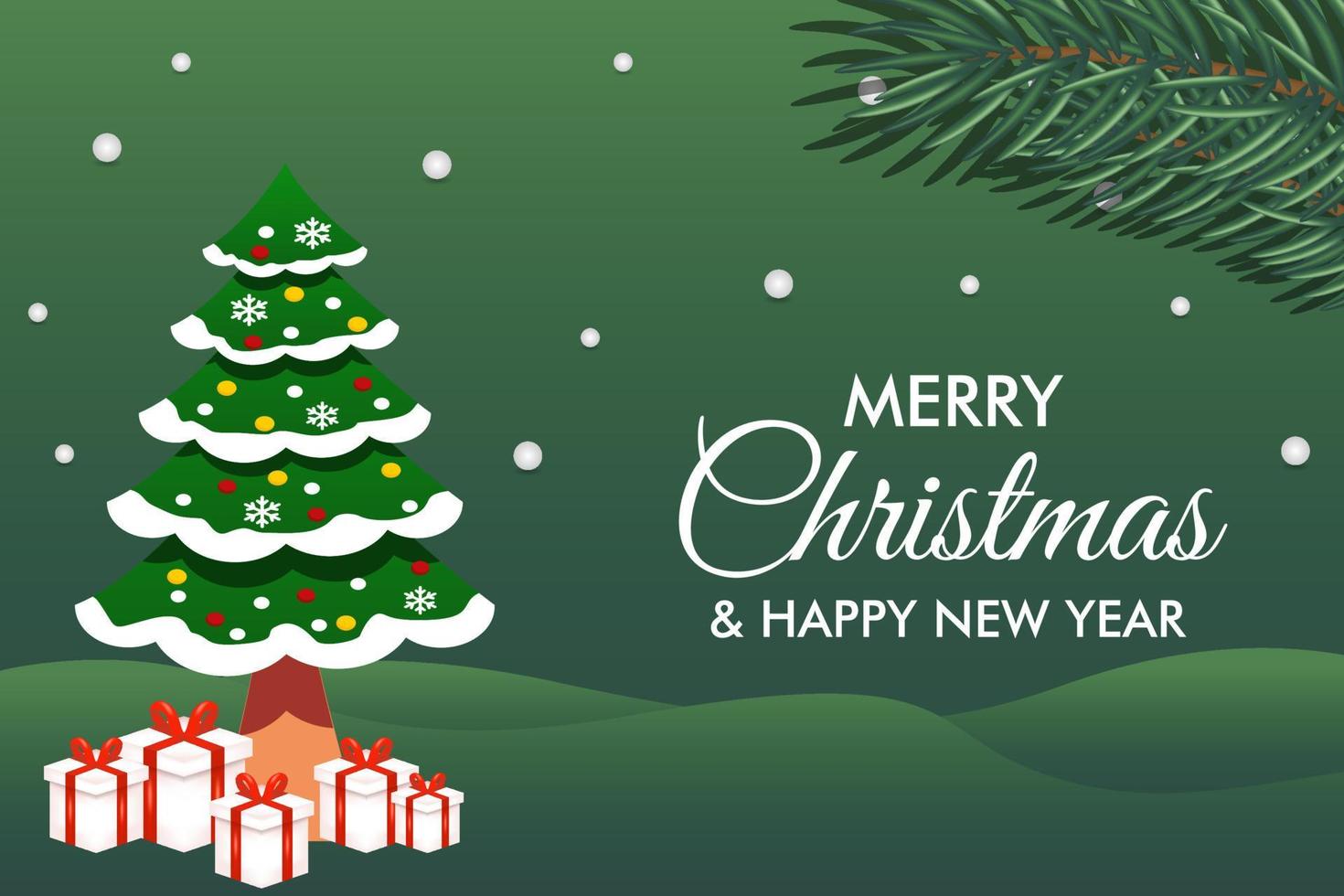 merry christmas and happy new year greeting, banner and background design template vector