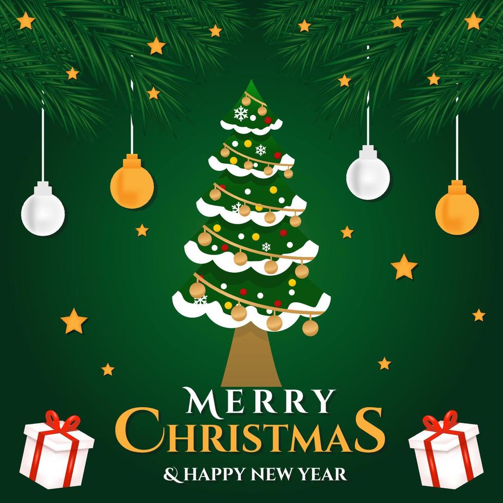 merry christmas and happy new year greeting, banner and background template vector