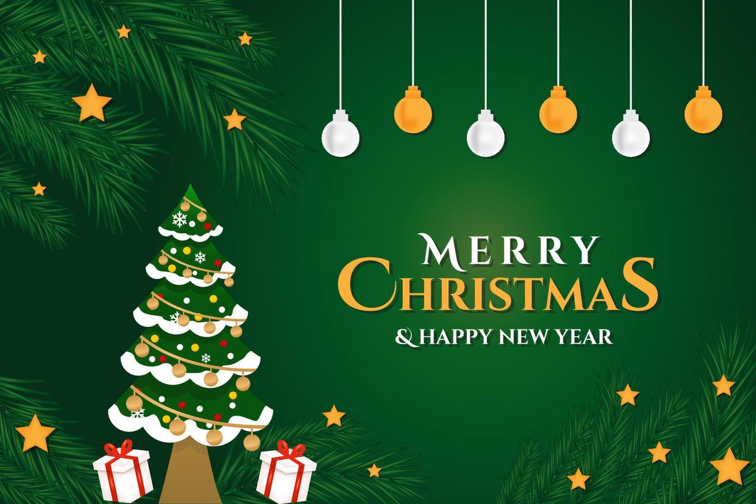 merry christmas and happy new year greeting, banner and background template vector