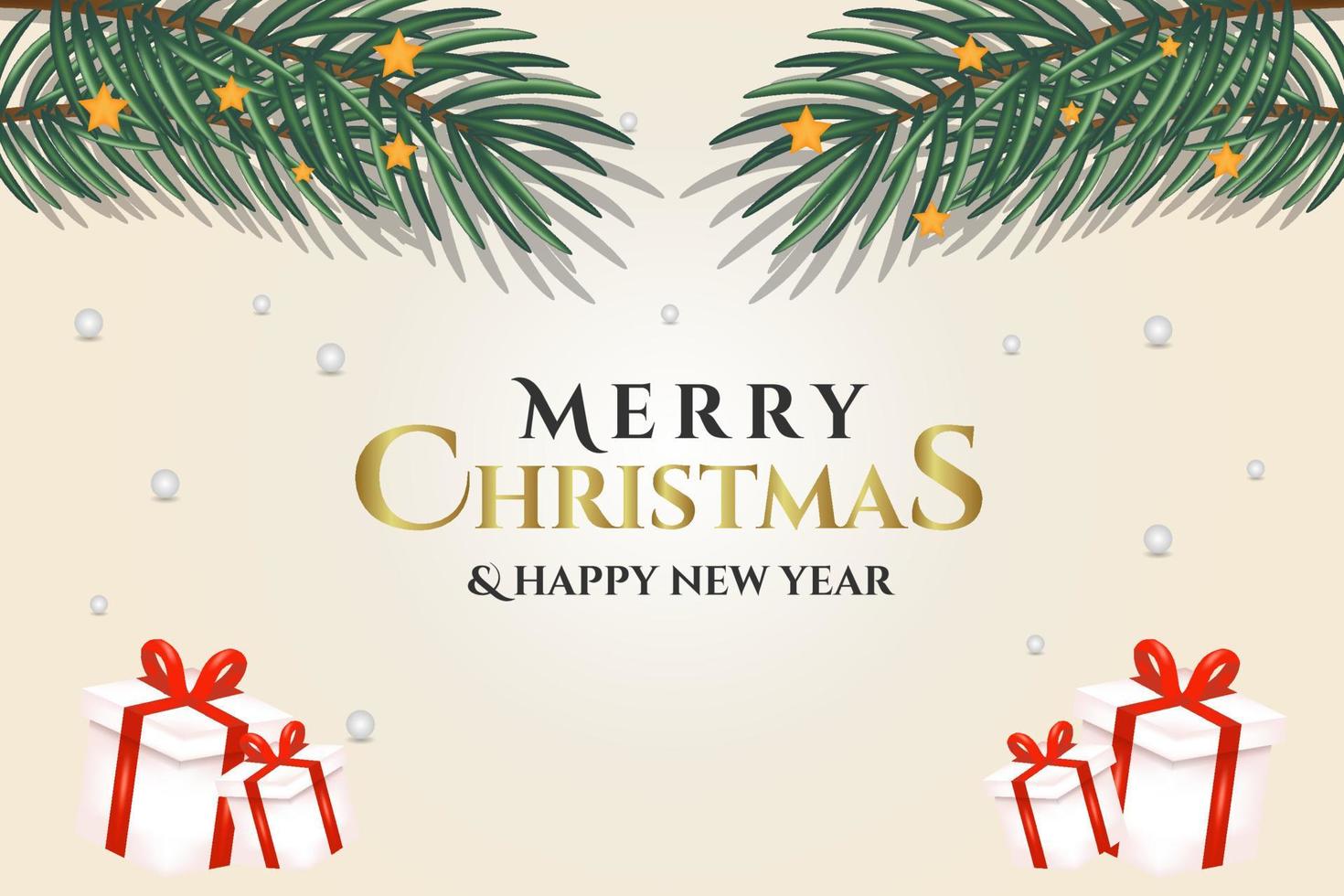 merry christmas and happy new year greeting, banner and background template vector