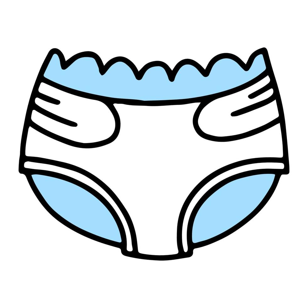 Cute baby diaper icon in cartoon style vector