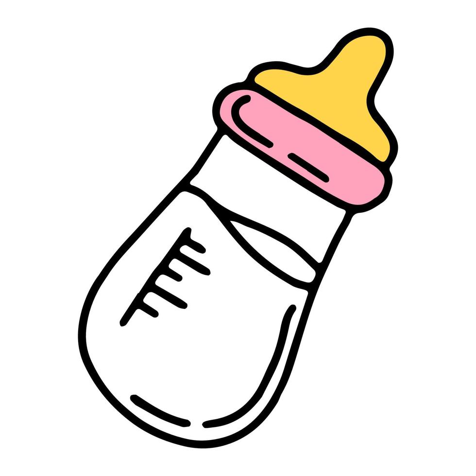 linda ilustración de icono de chupete de leche de bebé vector