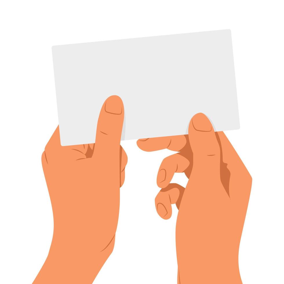 Hands holding a card-template for text, flat illustration vector