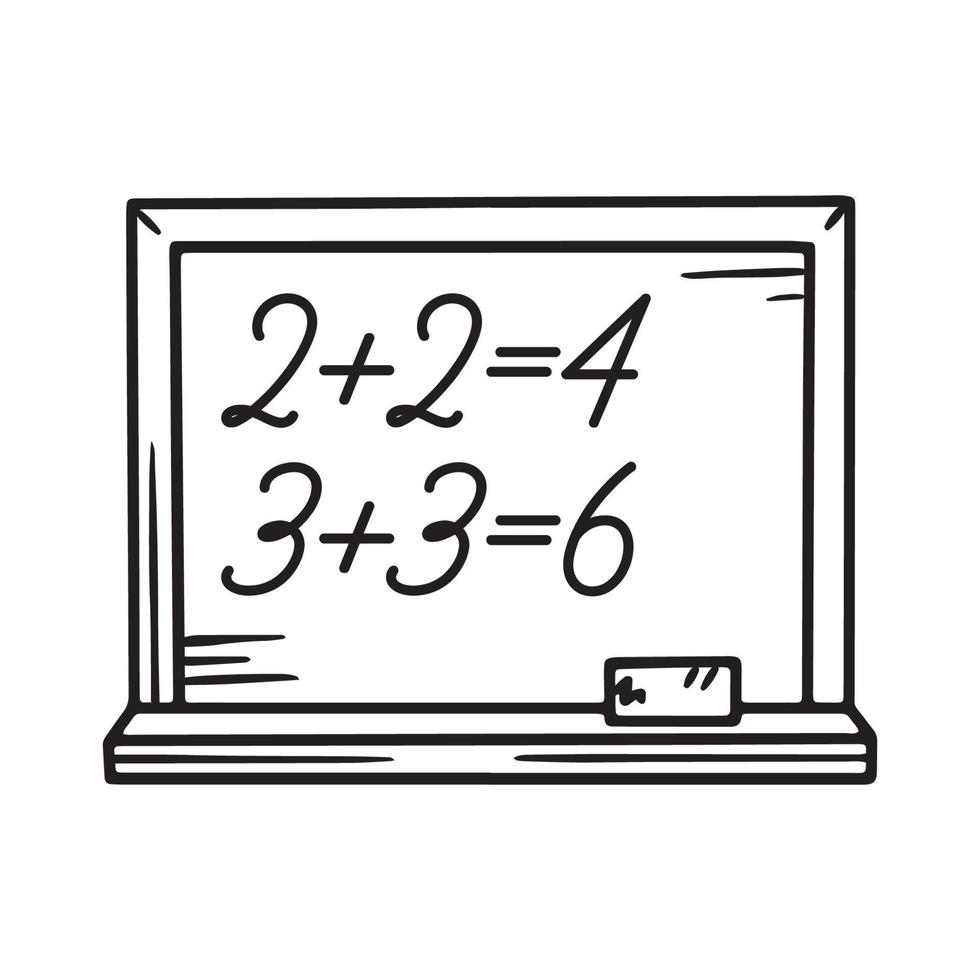 Linear school blackboard vector icon with a mathematical sums