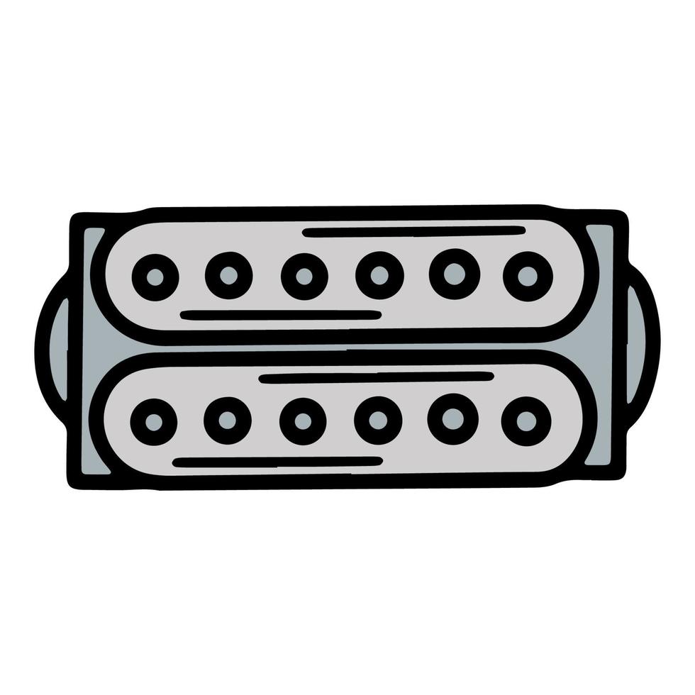 pastilla de guitarra humbucker para músicos, icono dibujado a mano vector