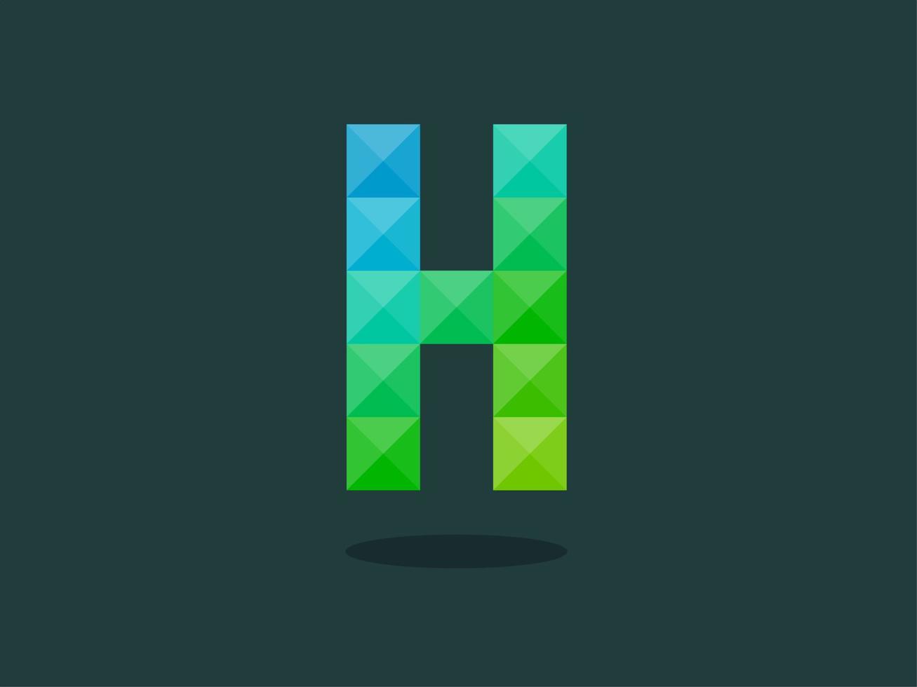 letra del alfabeto h con una combinación perfecta de colores azul verdosos brillantes. bueno para imprimir, diseño de camisetas, logotipos, etc. ilustraciones vectoriales. vector