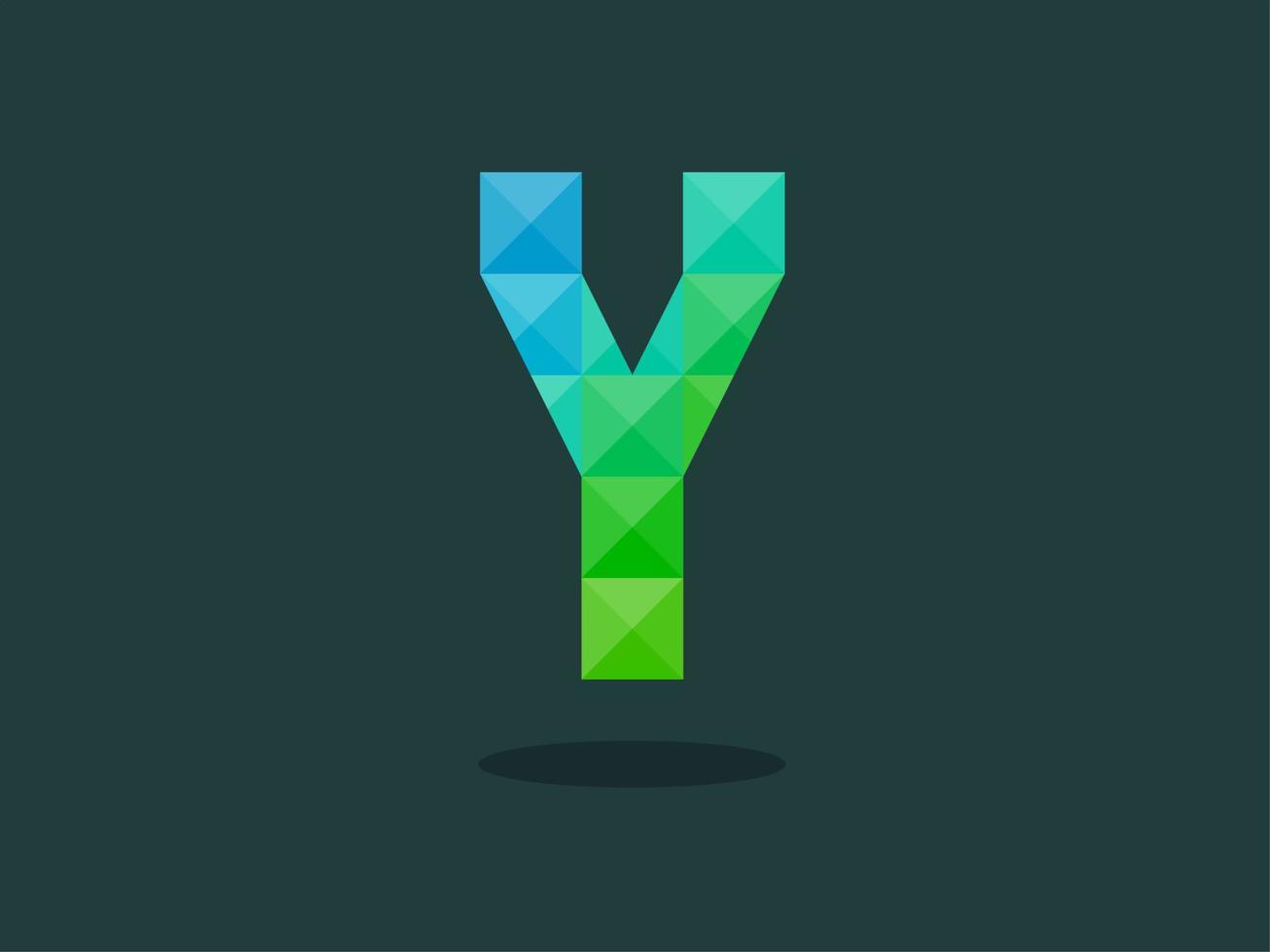 Alphabet letter Y with perfect combination of bright blue-green colors. Good for print, t-shirt design, logo, etc. Vector illustrations.