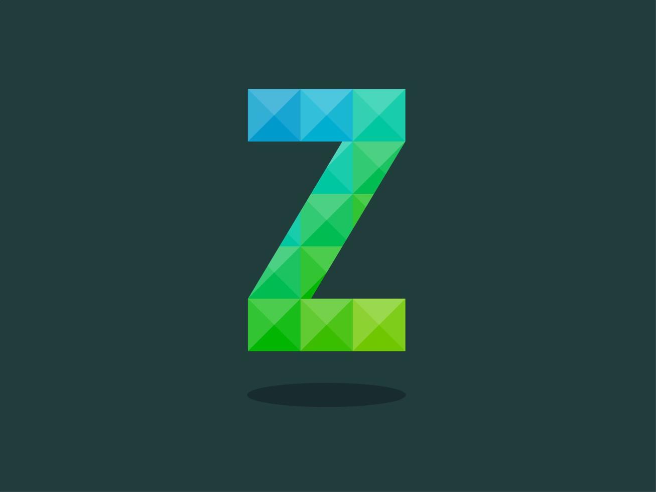 Alphabet letter Z with perfect combination of bright blue-green colors. Good for print, t-shirt design, logo, etc. Vector illustrations.