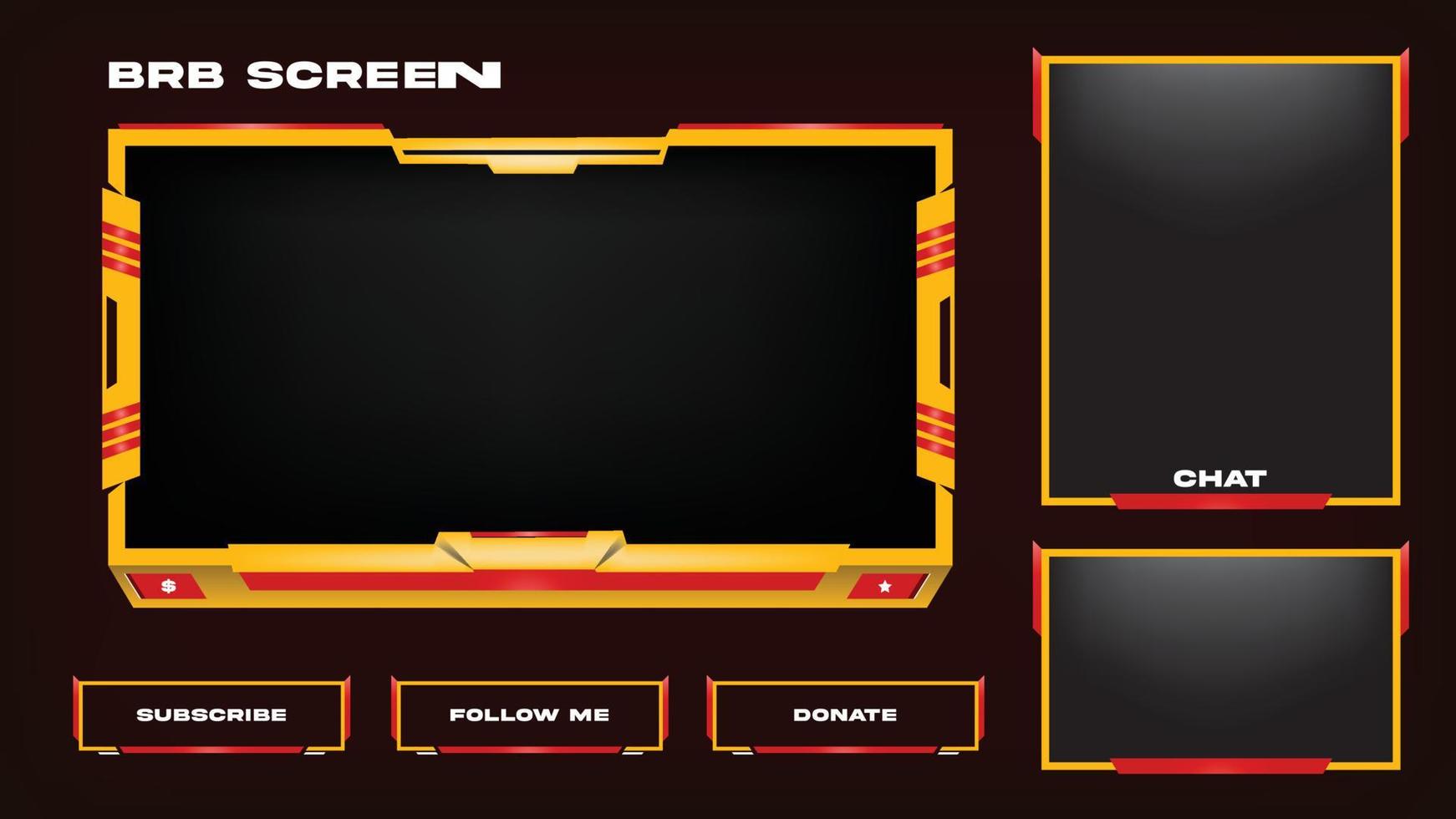 yellow and red screen overlay design with chatbox, panels vector