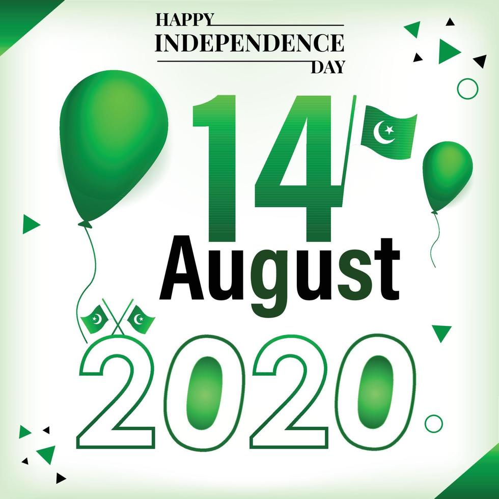 14 august happy independence day pakistan vector