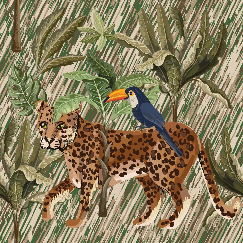 Lion bird wildlife repeat pattern design for print vector