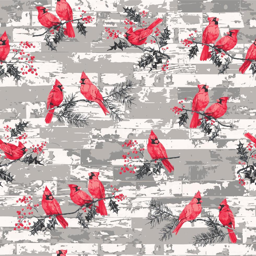 Red Birds Repeat Pattern Design. Vector Illustration Parrot couple