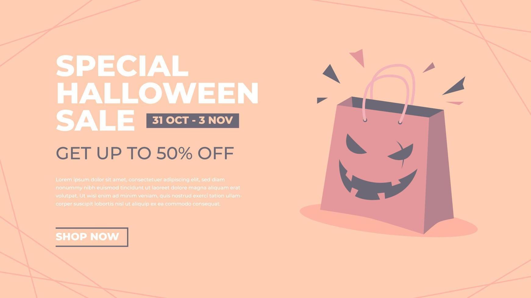 Halloween Sales Promotion Banner Design Vector Template