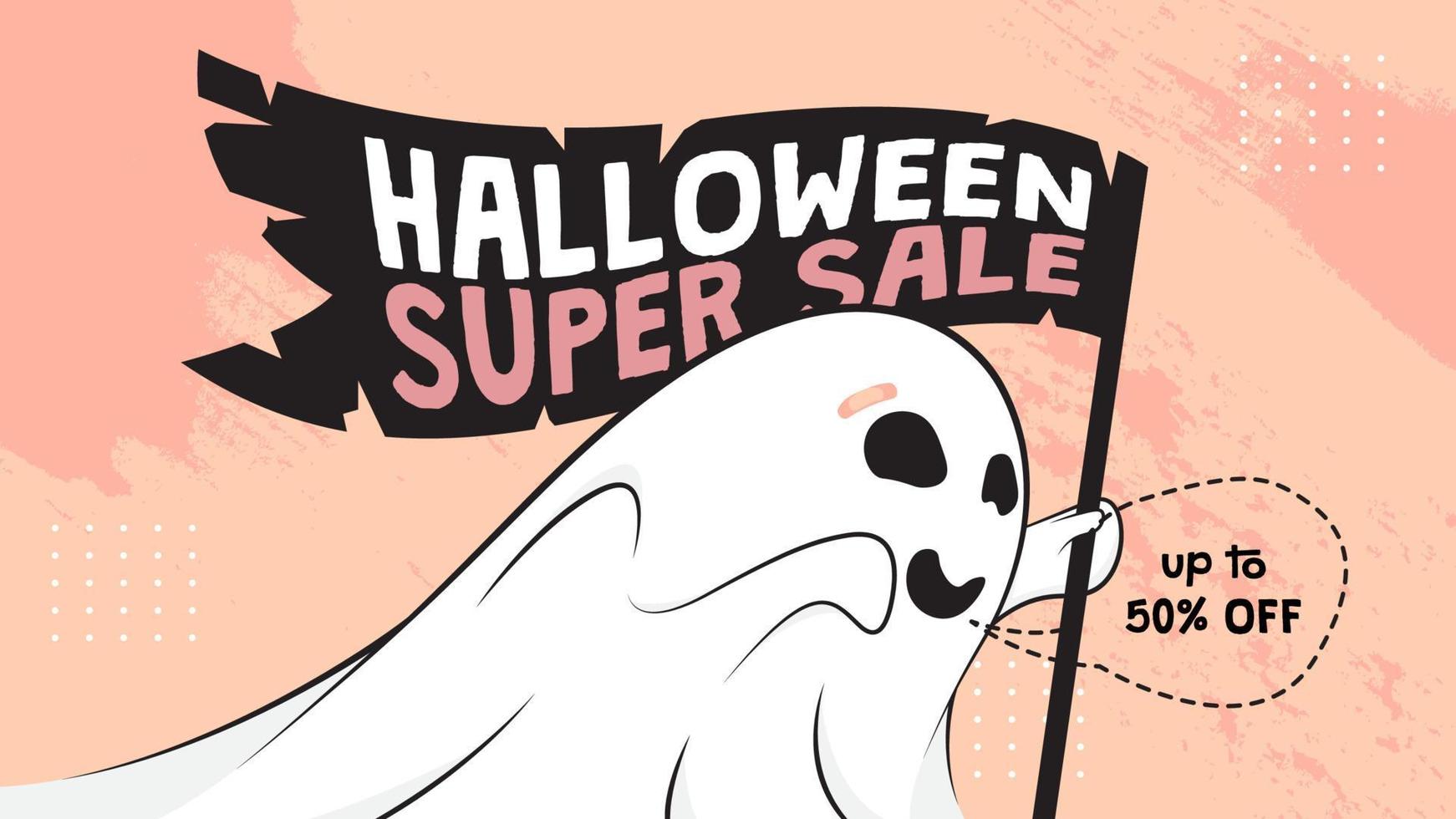 Halloween Sales Promotion Banner Design Vector Template