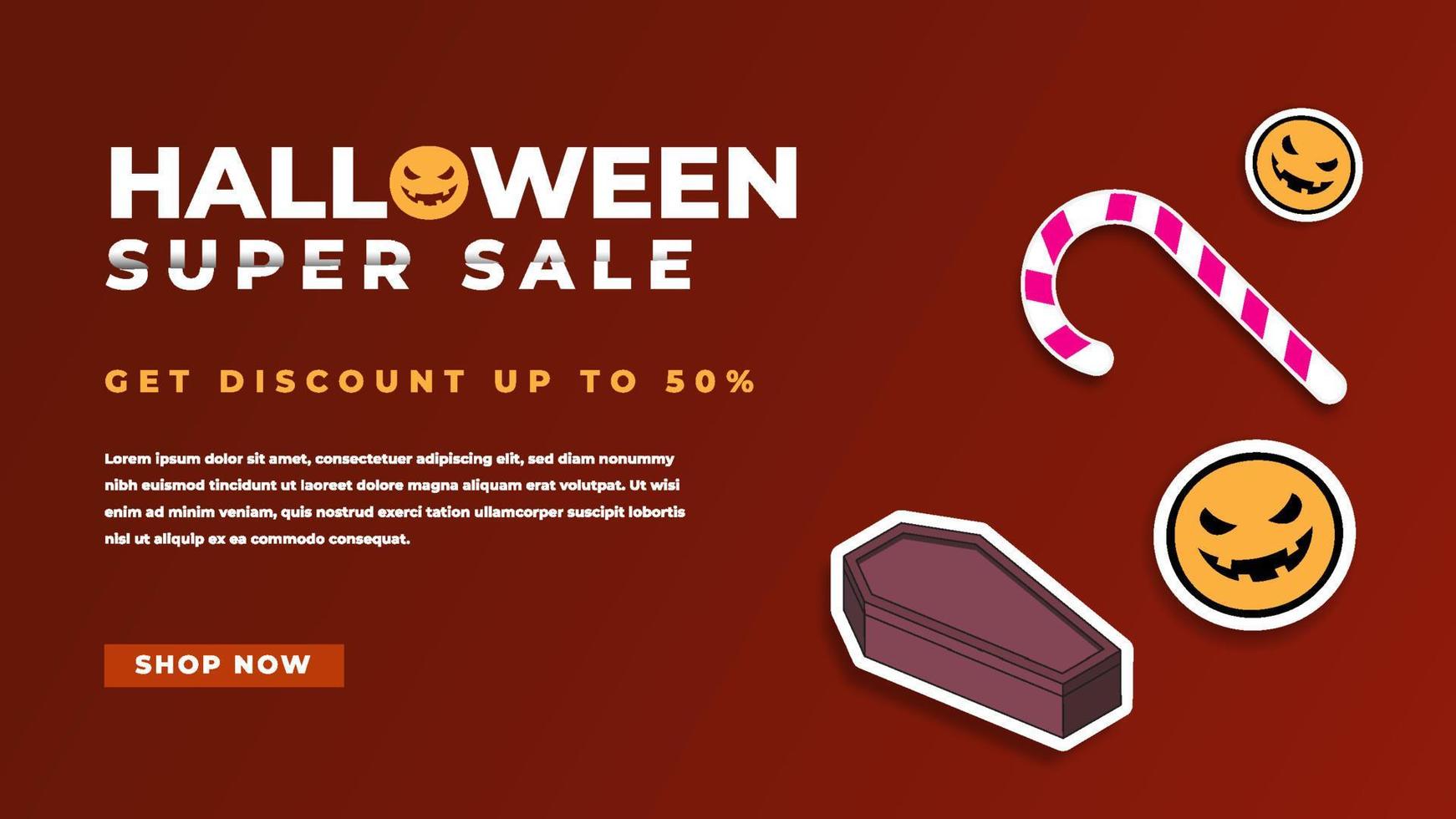 Halloween Sales Promotion Banner Design Vector Template