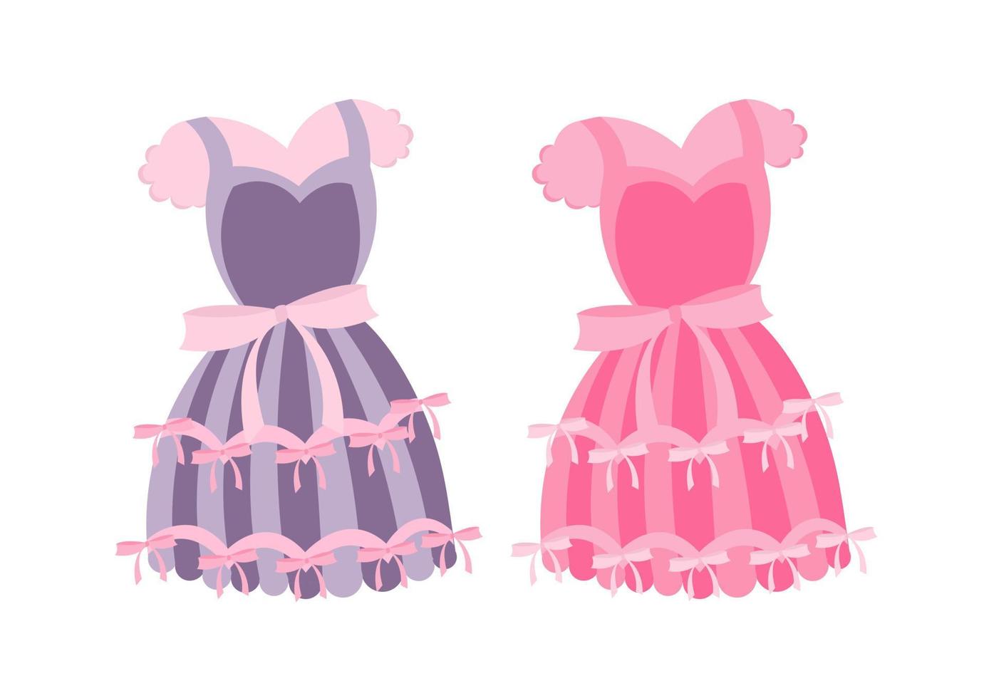 Ilustración de un diseño de vestido en dos colores diferentes. vector