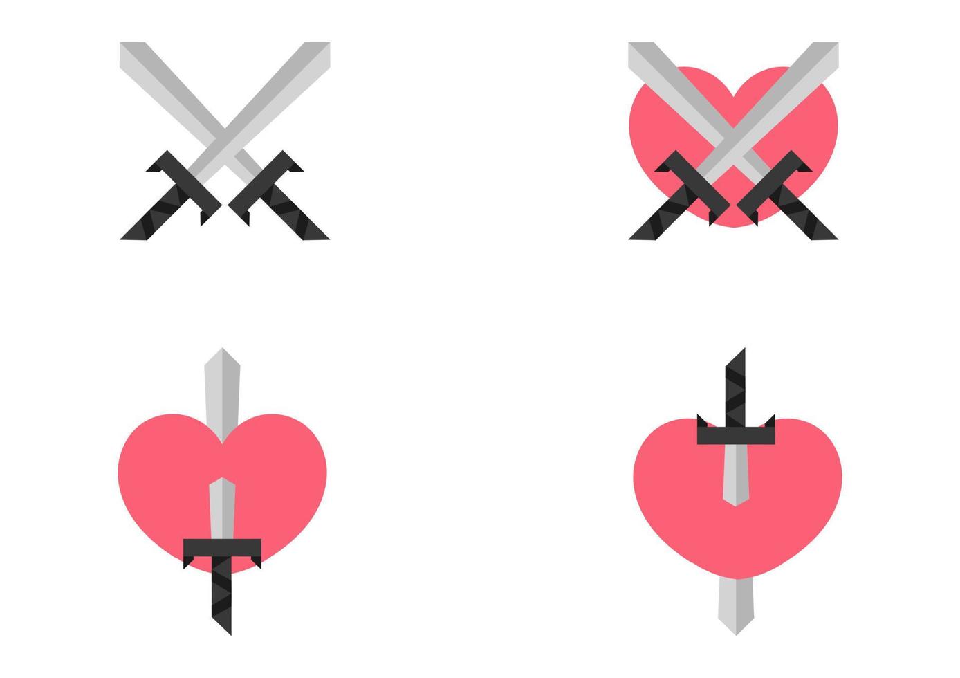 heart and sword illustration collection vector