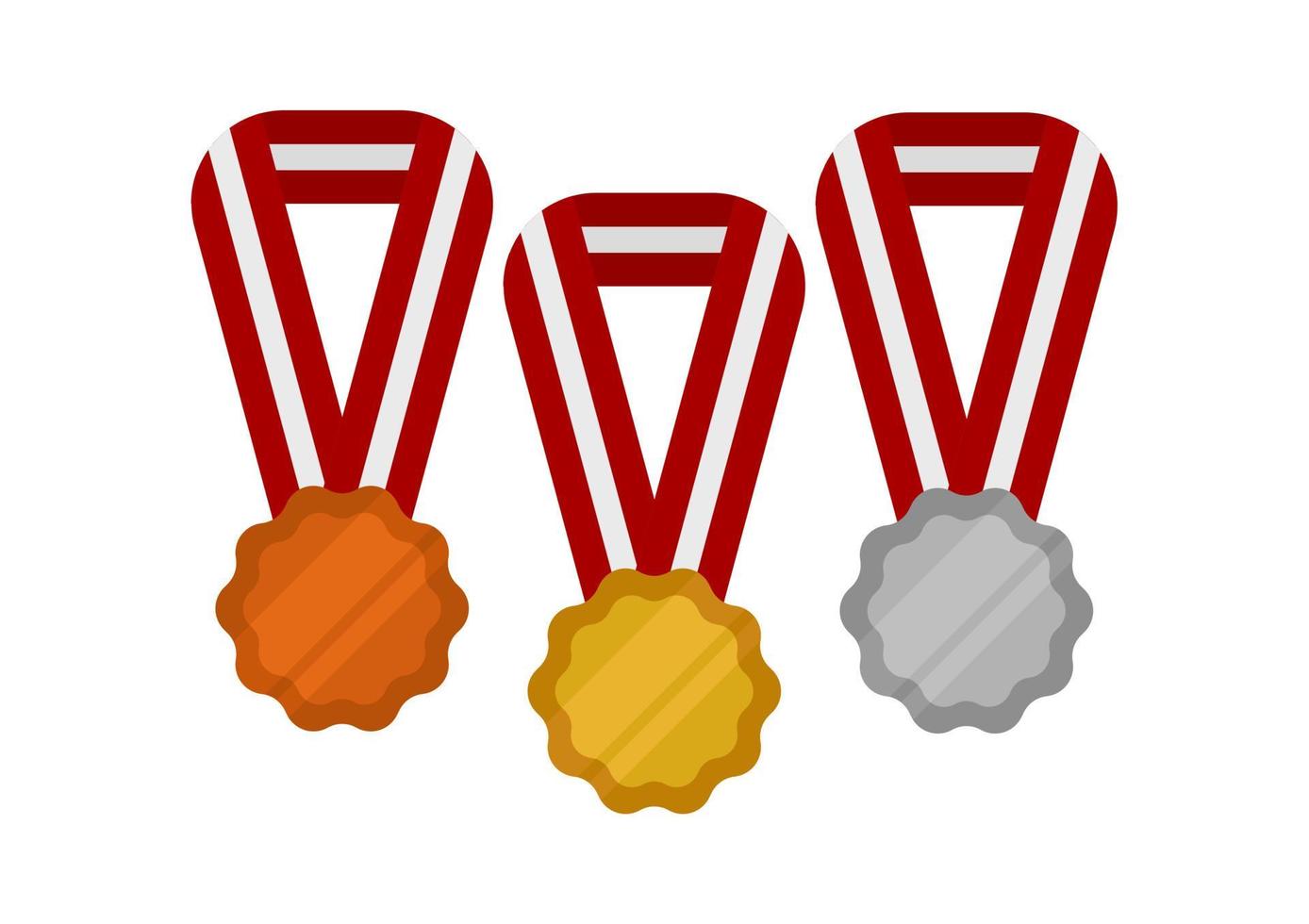 Ilustración de medallas de oro, plata y bronce. vector