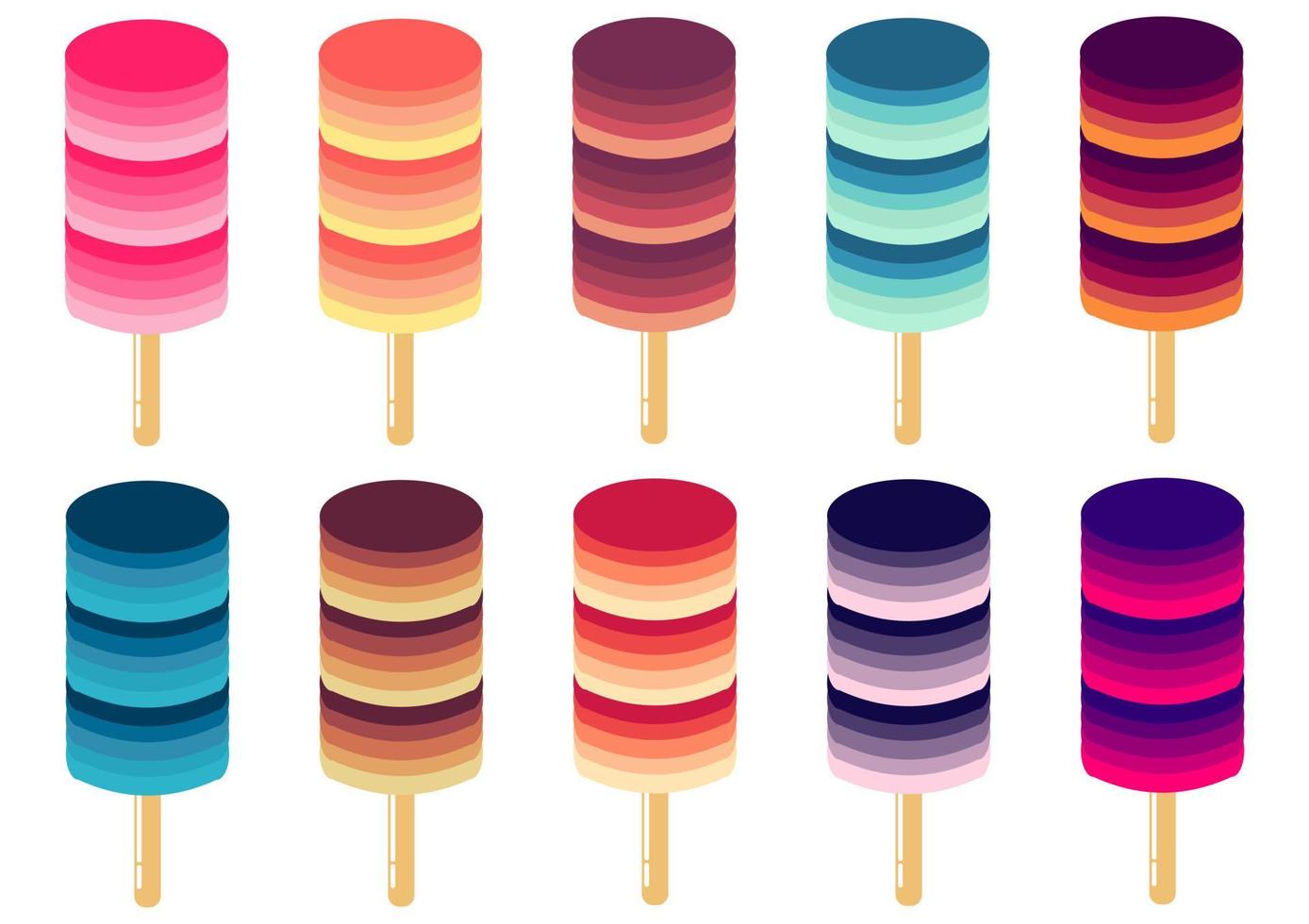 colección de coloridos helados de paleta vector