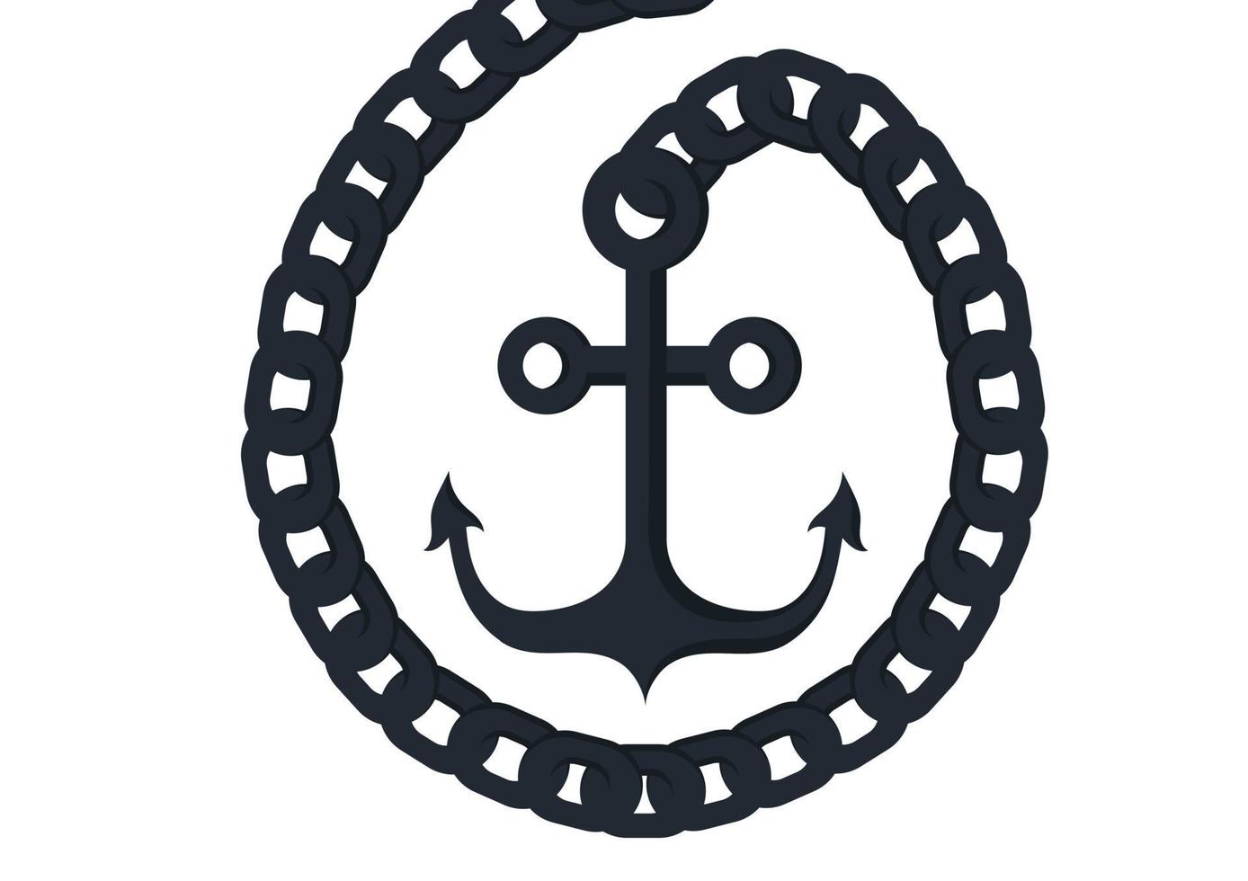 illustration of an anchor with a chain wrapped around it vector